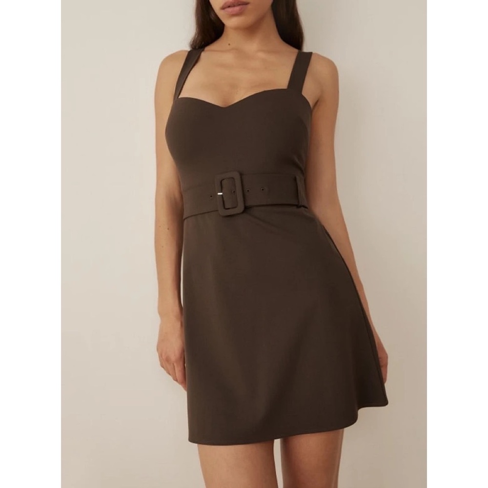 Reformation Huxley Belted Mini Dress in Chestnut Brown Size 4 - Picture 12 of 13